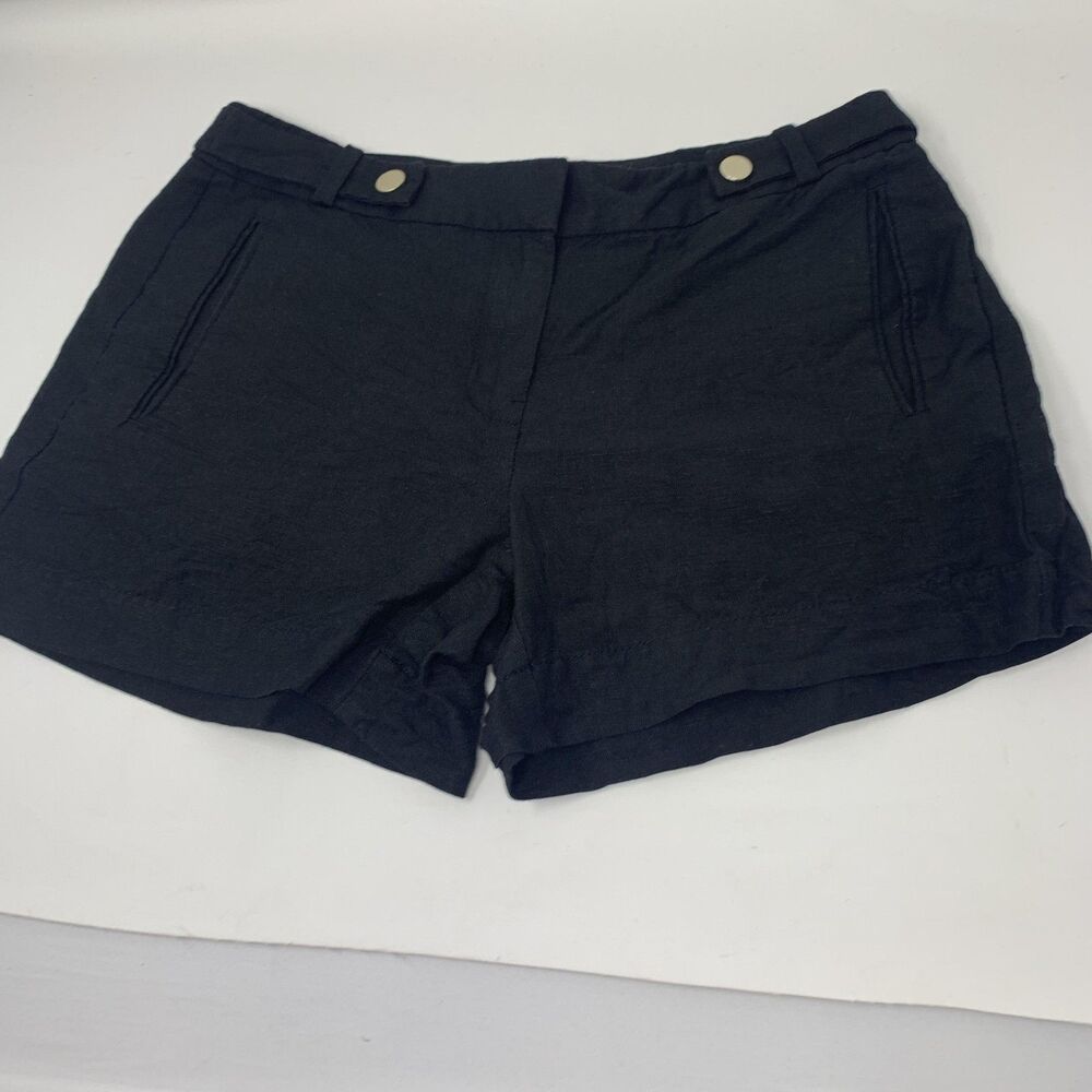 White House Black Market Shorts Womens 4 Black Linen Blend Chino Casual Summer